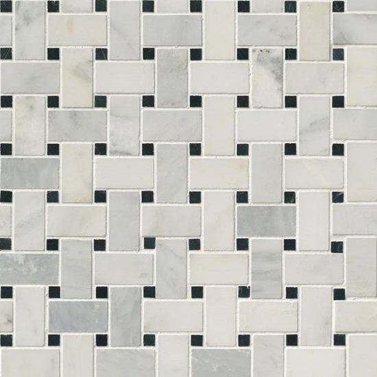 Carrara White Italian Marble Basketweave Mosaic